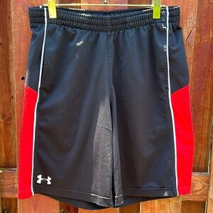 Under Armour Men's Black and Red Athletic Shorts